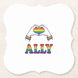 Dessous-de-verre En Papier Ally Arc-en-ciel Mains Cœur Vintage Fierté Chemise