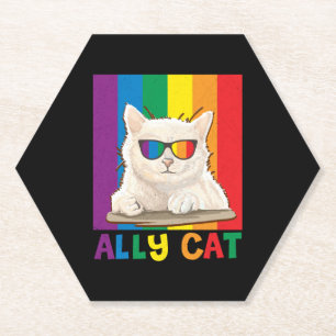 Dessous-de-verre En Papier Ally Cat Lgbt Gay Rainbow Pride Drapeau Garçons Ho