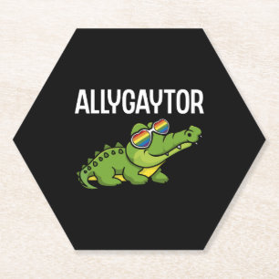 Dessous-de-verre En Papier Allygaytor Rainbow Alligator Animal LGBT