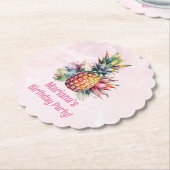 Dessous-de-verre En Papier Aloha Pineappy fête d'été d'anniversaire (Incliné)