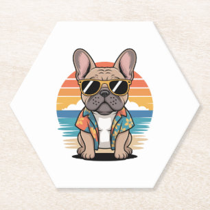 Dessous-de-verre En Papier Aloha Pup – Ambiance de plage avec un French Bulld