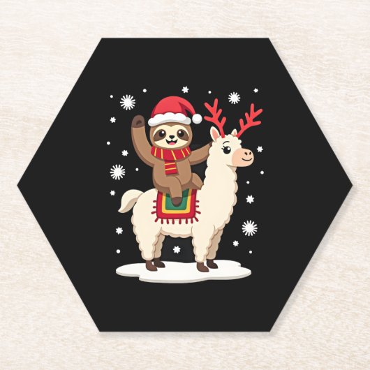 Dessous-de-verre En Papier Alpaca Sloth Christmas (1) (Devant)