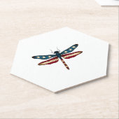 Dessous-de-verre En Papier American Flag Dragonfly Patriotic 4th of July Red (Incliné)