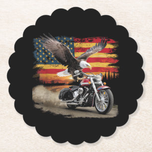 Dessous-de-verre En Papier American Flag Mocycle Tshirt USA Flag Bike Ret