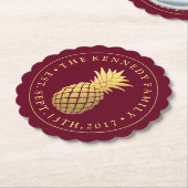 Dessous-de-verre En Papier Ananas | Avec Nom De Famille & Est. Date (Incliné)