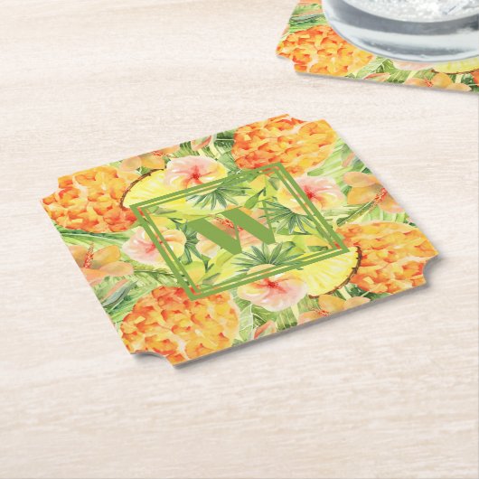 Dessous-de-verre En Papier Ananas Monogrammes (Incliné)