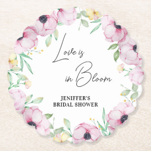 Dessous-de-verre En Papier Anémone florale rose douche de mariée