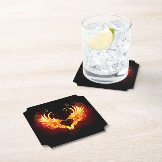 Dessous-de-verre En Papier Angel Fire Heart with Wings (En situation)