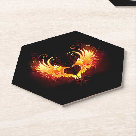 Dessous-de-verre En Papier Angel Fire Heart with Wings (Incliné)