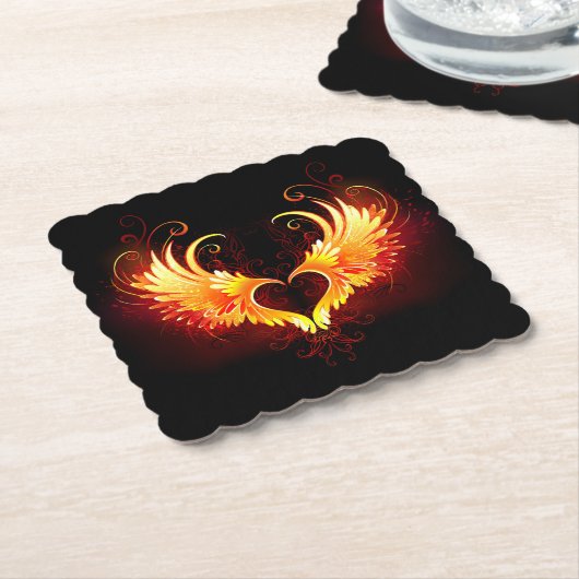 Dessous-de-verre En Papier Angel Fire Heart with Wings (Incliné)