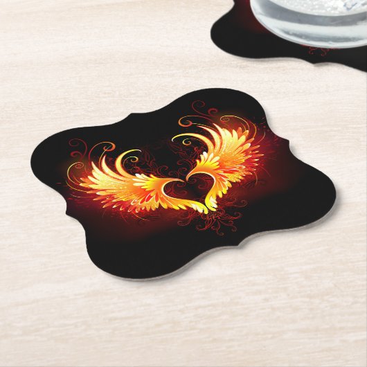 Dessous-de-verre En Papier Angel Fire Heart with Wings (Incliné)