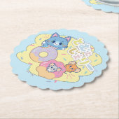 Dessous-de-verre En Papier Anime Donut délice avec Tom, Jerry et Tuffy (Incliné)