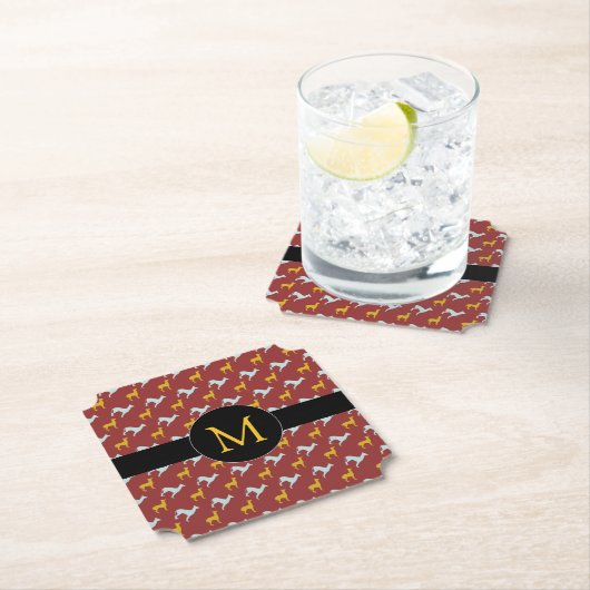 Dessous-de-verre En Papier Année du chien 2018 Zodiac Anniversaire Monogramme (En situation)