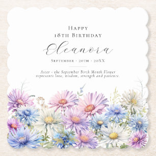 Dessous-de-verre En Papier Anniversaire 18 ans Fleur de naissance de septembr