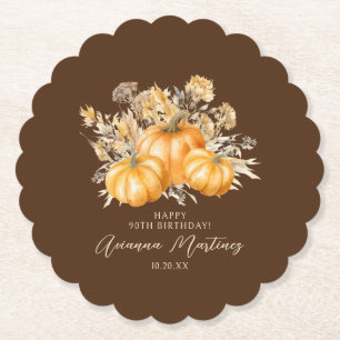Dessous-de-verre En Papier Anniversaire 90 ans Rustique Boho Citrouille Autom