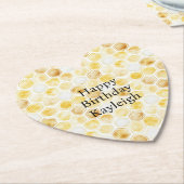 Dessous-de-verre En Papier Anniversaire de Honeycomb jaune or (Incliné)