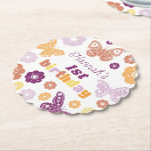 Dessous-de-verre En Papier Anniversaire du papillon rétro (Incliné)