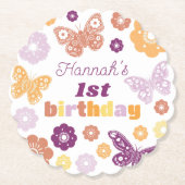 Dessous-de-verre En Papier Anniversaire du papillon rétro (Devant)