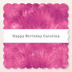 Dessous-de-verre En Papier Anniversaire Faux Fourrure Rose Chaud