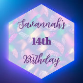 Dessous-de-verre En Papier Anniversaire Parties scintillant violet Nom hologr