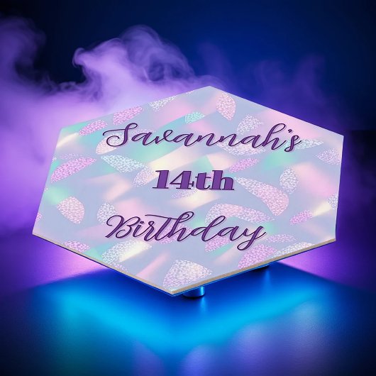 Dessous-de-verre En Papier Anniversaire Parties scintillant violet Nom hologr