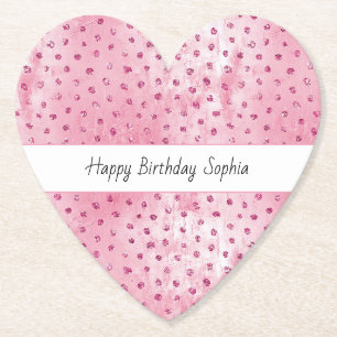 Dessous-de-verre En Papier Anniversaire Points Rose Pailletés