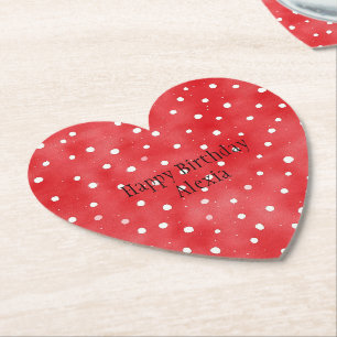 Dessous-de-verre En Papier Anniversaire Points Rouges Blancs