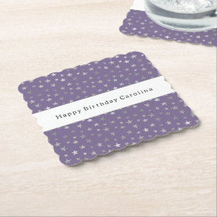 Dessous-de-verre En Papier Anniversaire Purple Silver Stars