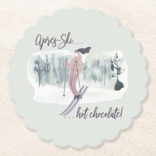 Dessous-de-verre En Papier Après avoir skié Chocolat chaud