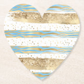 Dessous-de-verre En Papier Aqua Blue Gold Parties scintillant Confetti Zebra  (Devant)