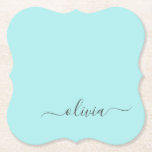 Dessous-de-verre En Papier Aqua Blue Turquoise Moderne Script Girl Monogramme<br><div class="desc">Aqua Blue Turquoise Simple Script Monogramme Nom Dessous de verre papier. Cela fait le cadeau parfait de remise de diplômes,  anniversaire,  mariage,  douche nuptiale,  anniversaire,  baby shower ou bachelorette pour quelqu'un qui aime le luxe glam et les styles chic.</div>