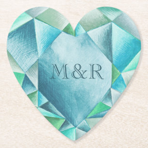 Dessous-de-verre En Papier Aquamarine Aquarelle Coeur Cute Saint Valentin