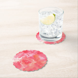 Dessous-de-verre En Papier Aquarelle Abstraite rose