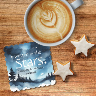 Dessous-de-verre En Papier Aquarelle Bleu étoile Ciel Mariage céleste