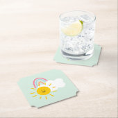 Dessous-de-verre En Papier Aquarelle Boho arc-en-ciel et soleil (En situation)