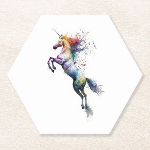 Dessous-de-verre En Papier Aquarelle de couleur arc-en-ciel Abstraite d'une l