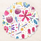 Dessous-de-verre En Papier Aquarelle florale moderne (Devant)