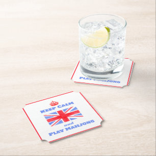 Dessous-de-verre En Papier Aquarelle Mahjong Gardez votre calme Drapeau brita