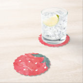 Dessous-de-verre En Papier Aquarelle mignonne Plaque de papier fraise (En situation)