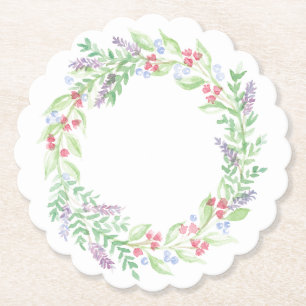 Dessous-de-verre En Papier Aquarelle peinte à la main, couronne de fleurs