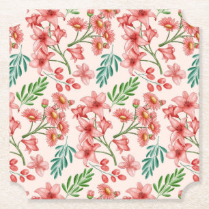 Dessous-de-verre En Papier Aquarelle peinte à la main Motif floral-54098
