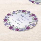 Dessous-de-verre En Papier Aquarelle périphérique Mariage floral (Incliné)