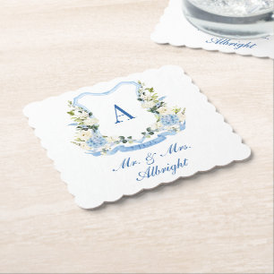 Dessous-de-verre En Papier Aquarelle personnalisée Hydrangea Floral Crest Mar