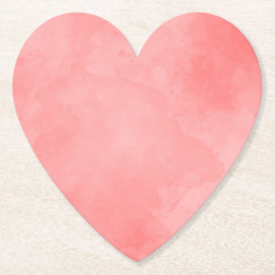 Dessous-de-verre En Papier Aquarelle rose coeur, romantique peinture d'amour