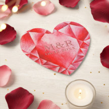 Aquarelle Ruby Heart 40e anniversaire de Mariage