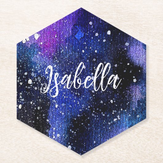 Dessous-de-verre En Papier Aquarelle violet Univers (Devant)