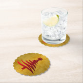 Dessous-de-verre En Papier Arbre de Noël crayon rouge sur or (En situation)