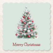 Dessous-de-verre En Papier Arbre de Noël de menthe rouge (Devant)