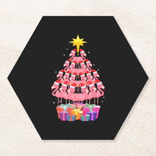 Dessous-de-verre En Papier Arbre de Noël Flamant rose drôle (Devant)