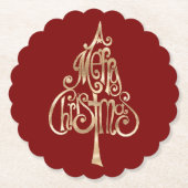 Dessous-de-verre En Papier Arbre de Noël rouge (Devant)